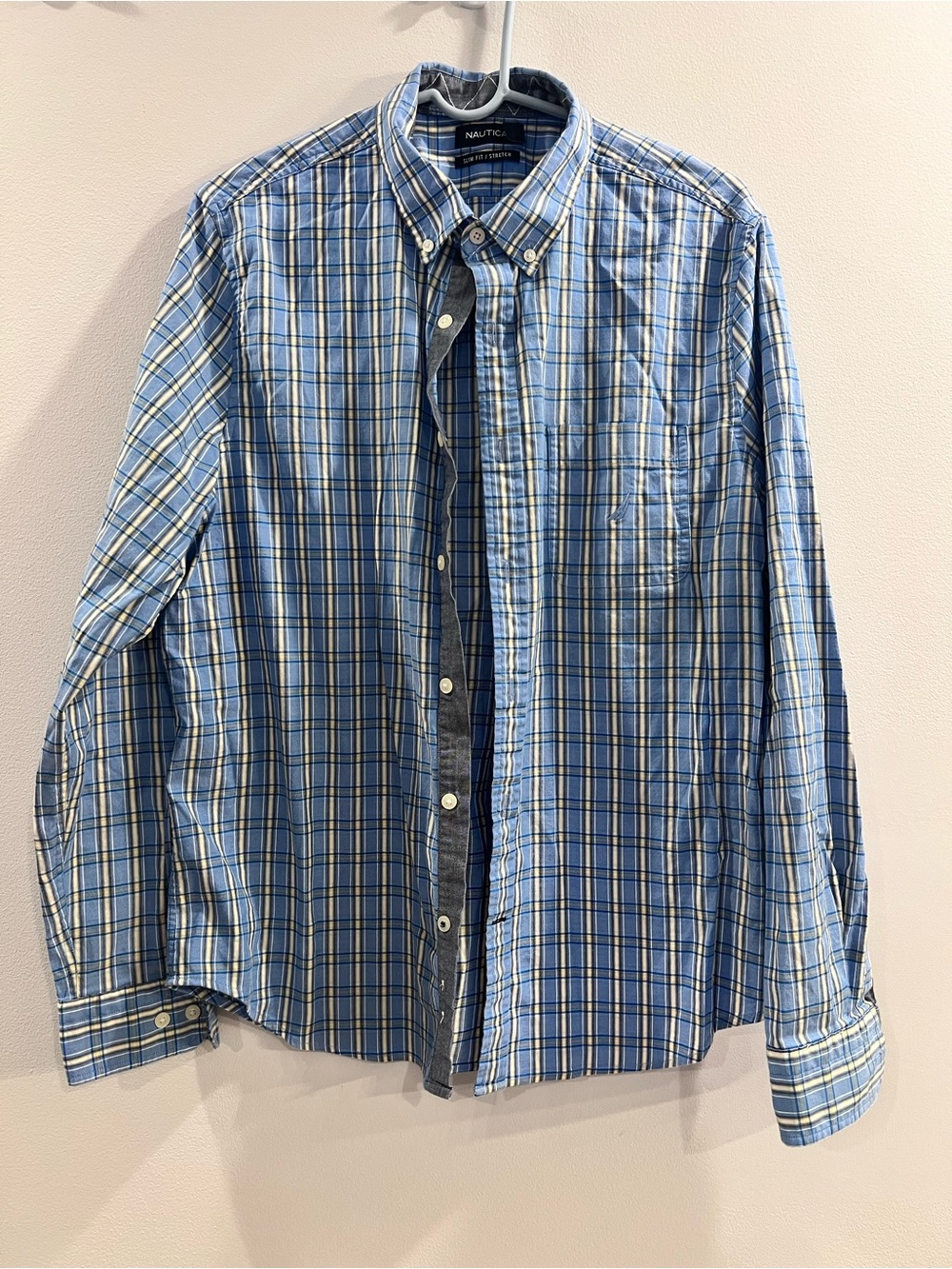 Nautica Light and Navy Blue Plaid Button-Down Shirt